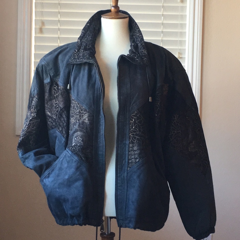 Genuine leather bomber jacket